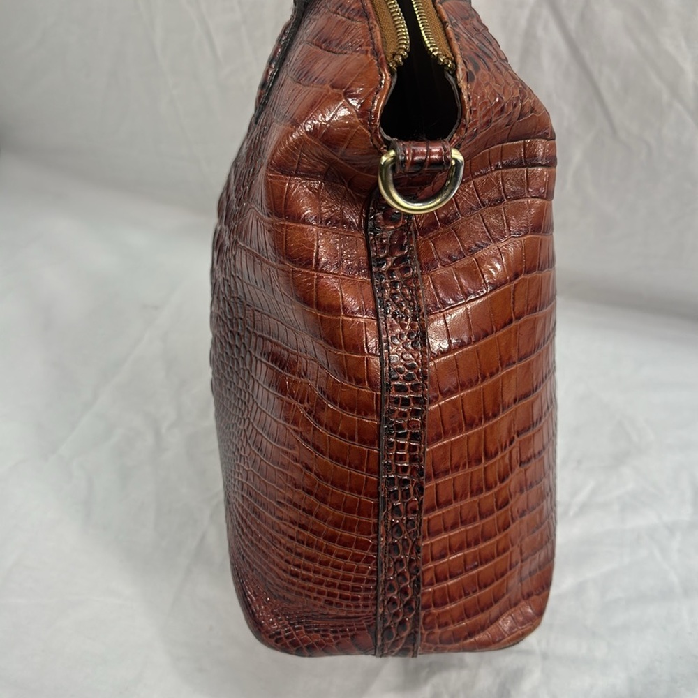 SOLD!! Lg Duxbury Dome Croc Embossed Leather Satchel Shoulder Bag W/Strap/Cover - Picture 14 of 16